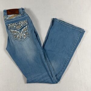 Westfield Eagle Flare Jeans Embellished Rhinestone Sequin Wings Size‎ 3 Blue